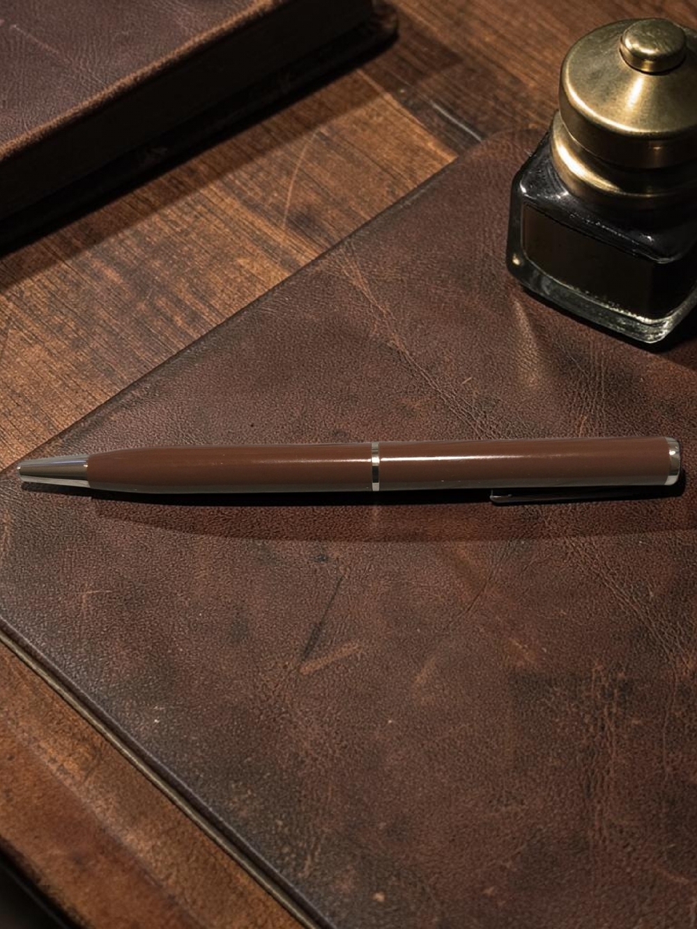 COACH MINI  Brown Black Ink Ballpoint Pen with Silver Trim